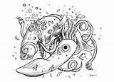 Whale Squid D sketch template