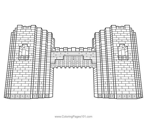castle walls gate minecraft coloring page  kids  minecraft
