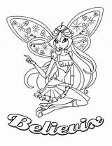 Coloring Winx Pages Believix Winks Fairy Kids Printable Harmonix Trix Color Comments sketch template