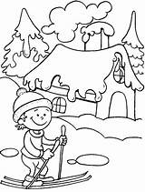 Kolorowanki Inverno Jazda Nartach Zima Ski Musim Malvorlagen Preschool Kolorowanka Zimą sketch template