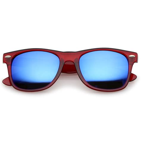 retro translucent square colored mirror lens horn rimmed sunglasses 55
