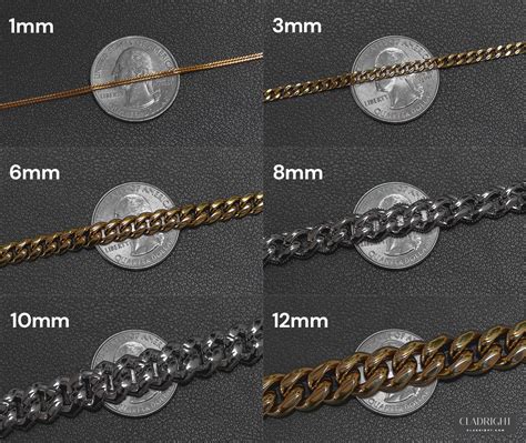 mens chain thickness chart