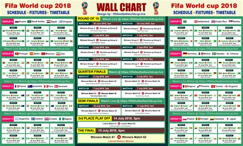 Printable Fifa World Cup 2018 Schedule In Eye Catche