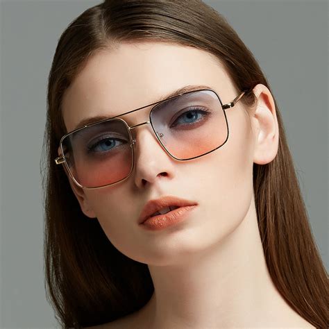 classic gradient sunglasses alloy frams women eyeglasses square shape