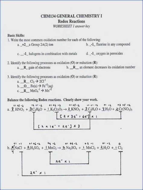 balancing redox reactions practice problems  answers
