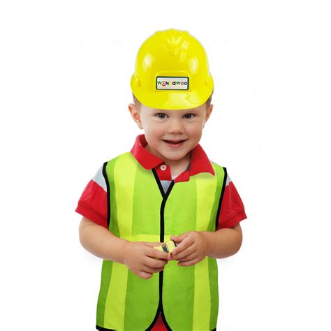 wonkawoo construction worker costume yellow helmet  green safety