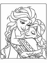 Coloring Frozen Crayola Elsia Hugging Annia sketch template