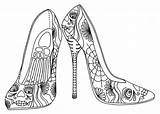 Coloring Pages High Heels Shoe Shoes Heel Drawing Adult Grown Ups Printable Template Sheets Adults Dead Color Wenchkin Bonus Plus sketch template