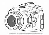 Camera Drawing Draw Nikon Dslr Sketch Step Realistic Drawings Tutorials Paintingvalley Learn Everyday Objects sketch template