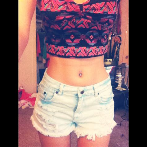 Belly Piercing And Aztec Top Crop Top Outfits Top Outfits Tops
