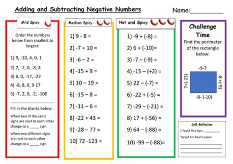 negative numbers addition  subtraction worksheets worksheets master