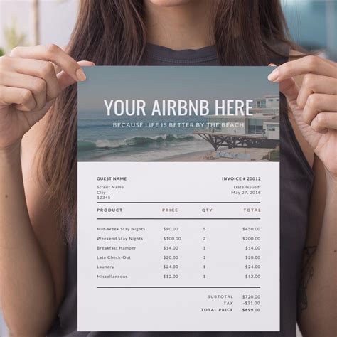 airbnb invoice template printable template business printable etsy espana