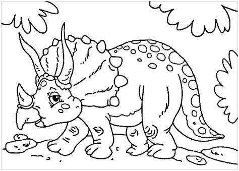 triceratops   walk dinosaurs kids coloring pages