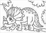 Coloring Dinosaurs Triceratops Children Pages Kids Funny Cartoon Style Animals sketch template