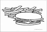Hamburger Coloring Fries Mcdonalds sketch template