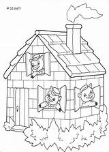 Coloring Pigs Little Three Pages House Hellokids Colouring sketch template
