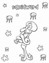Squidward Coloring Pages Happy sketch template