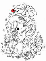 Coloring Fairy Pages Fairies Color Cute Printable Moments Precious Kids Colouring Adult Flowers Butterfly Book Flower Digi Girl Stamps Print sketch template