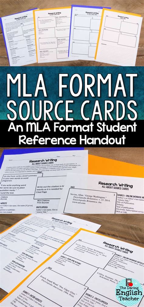 mla format  edition source cards reference sheet  graphic