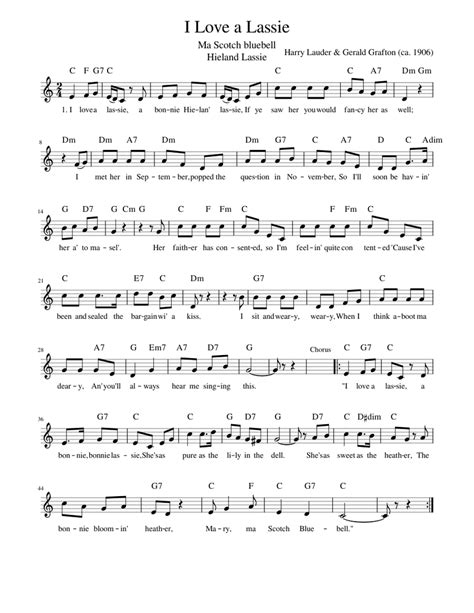 i love a lassie sheet music