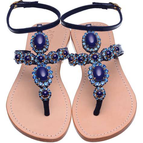 deep blue rhinestone sandals beaded sandals casual sandals sandals summer mystique sandals