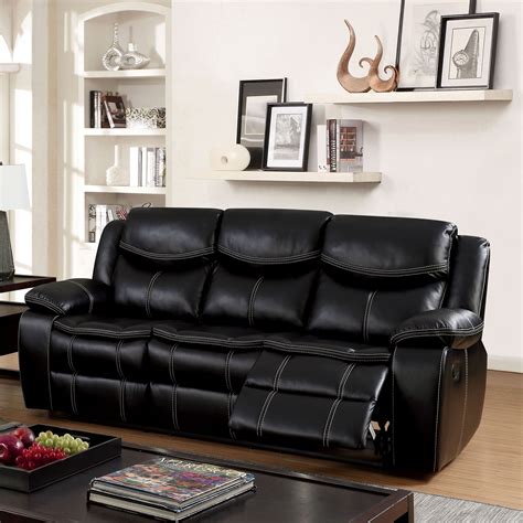 furniture  america transitional faux leather judson reclining sofa black walmartcom