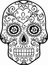 Coloring Sugar Skull Dia Muertos Los Popular Dead Skulls sketch template