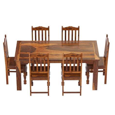rustic solid wood dallas dining table  chairs set