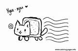 Cat Nyan Coloring Cute Pages Printable Print sketch template