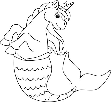 unicorn mermaid coloring page isolated  kids  vector art