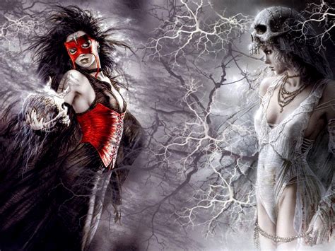 🔥 Free Download Art Fantasy Dark Mood Good Evil Women Skull Sexy Babes