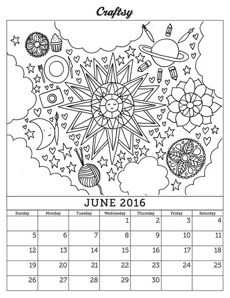 june  coloring book calendar page coloring calendar coloring