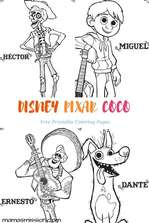 disney pixar coco coloring pages  activity sheets  printables