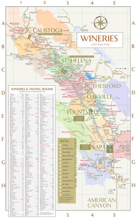 napa valley wineries  tasting rooms map ontheworldmapcom