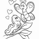 Coloring Caterpillar Butterfly Sheet Meeting Pages Kids Cute Sweet Little sketch template