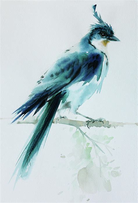 Beautiful Bird Painting In Watercolor Painting By Pornthep