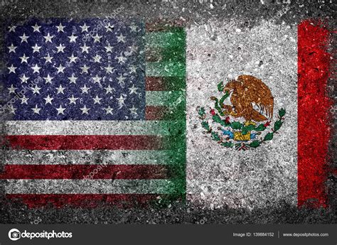 Banderas Combinadas De Estados Unidos Y México Pintado En