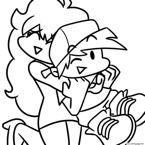 girlfriend hugging boyfriend coloring page printable