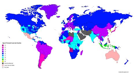 Age Of Consent Laws By Country Map Age Country