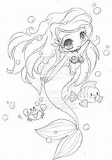 Coloring Pages Mermaid Chibi Kawaii Little Yampuff Cute Mermaids Deviantart sketch template