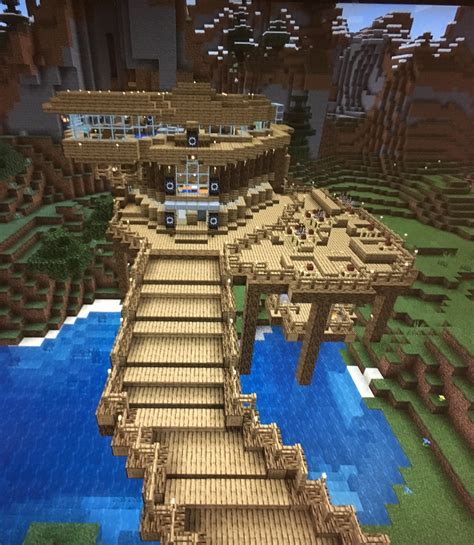 wooden cliff mansion   built     month thoughts rminecraft