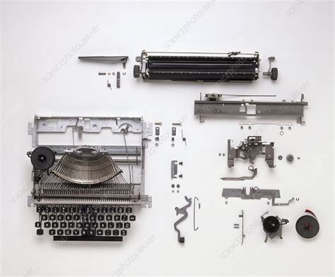 expanded view  typewriter parts stock image  science photo library