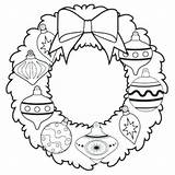 Wreath Christmas Coloring Pages Ornaments Printable sketch template
