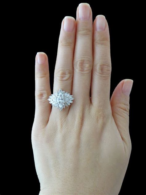 stunning  carat marquise engagement baguette triangle