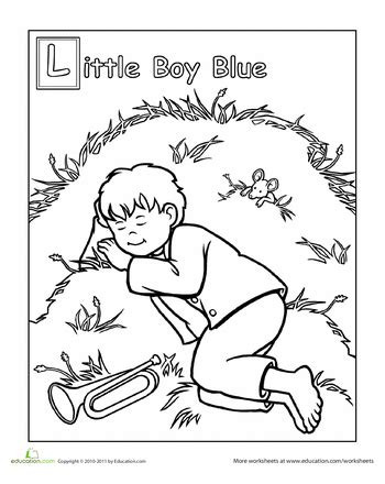 worksheets  boy blue coloring page nursery rhymes preschool