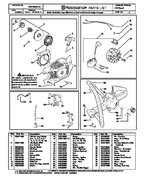 husqvarna  chainsaw parts manual