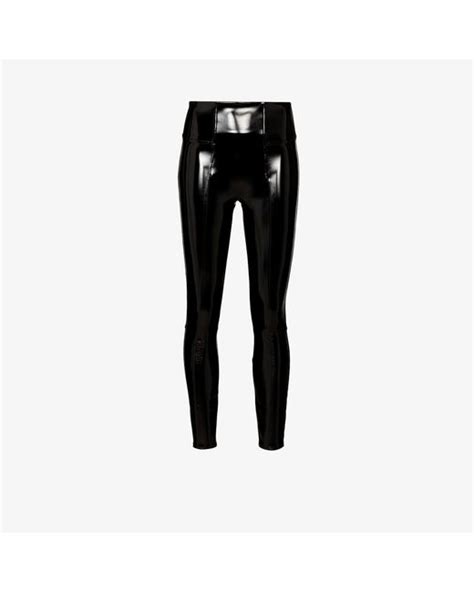 spanx faux patent leather leggings in black lyst