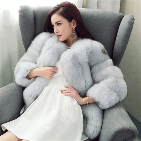 winter coat long striped faux fur coat luxury fox fur coats women fashion fur overcoat