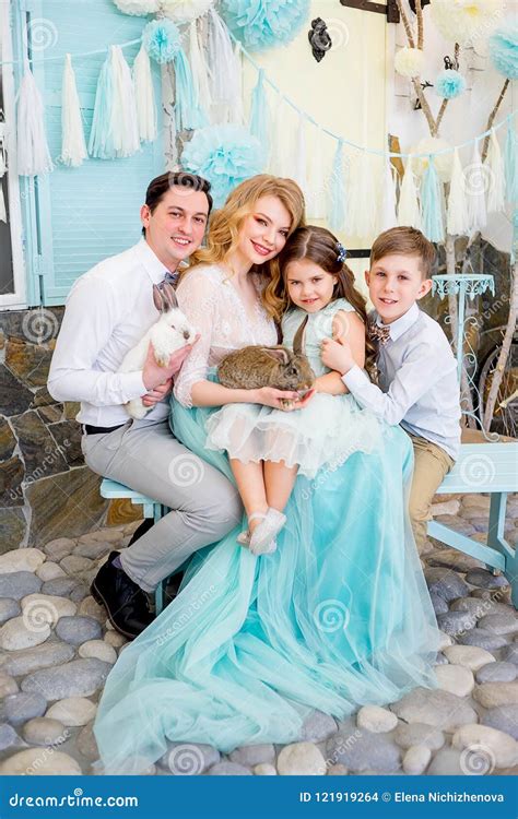 family celebrating easter stock photo image  spring