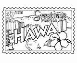 Coloring Hawaii Pages Hawaiian State Printable Beach Stamp Printables Kids Scene Luau Flower Sheets Usa Color Print States Drawing Flag sketch template